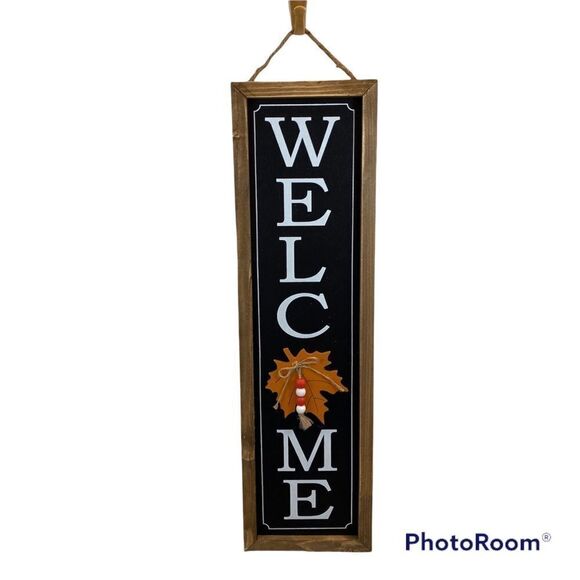 Brand‎ New Welcome Wood Framed Fall Sign - Picture 1 of 6